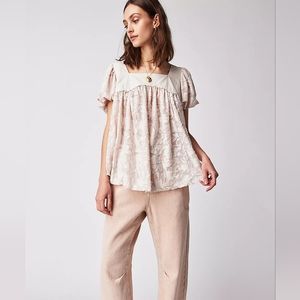 Free People Cream Floral Top
